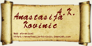 Anastasija Kovinić vizit kartica